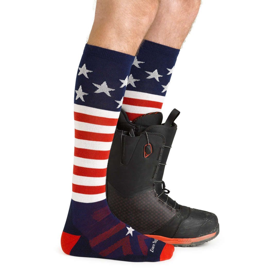 Darn Tough Men's Captain Stripe Over-the-Calf Midweight Ski & Snowboard Sock 2026