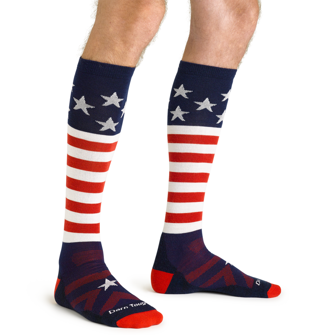 Darn Tough Men's Captain Stripe Over-the-Calf Midweight Ski & Snowboard Sock 2026