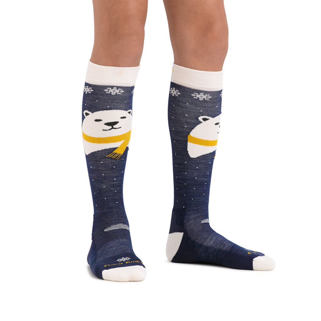 Darn Tough Kids Polar Bear Over-the-Calf Midweight Ski & Snowboard Socks